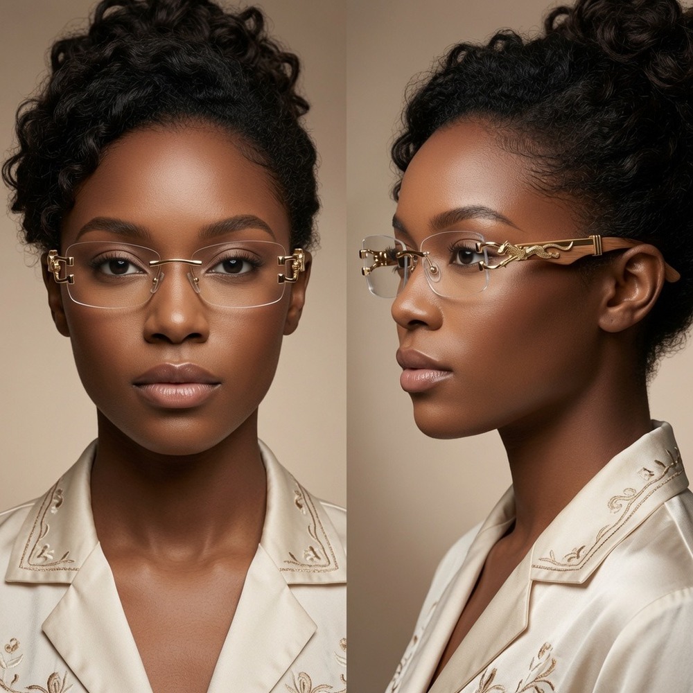 Women Light weight Wood Frame Clear Lens‎ Eyeglasses Fashion Luxury Trendy Shape